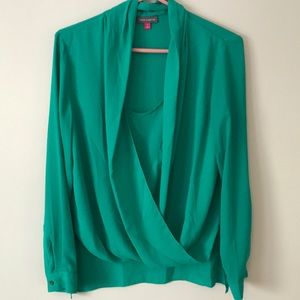 Vince Camuto Teal Wrap Blouse